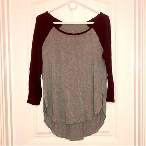 Grey/Maroon Long Sleeve Women’s Shirt